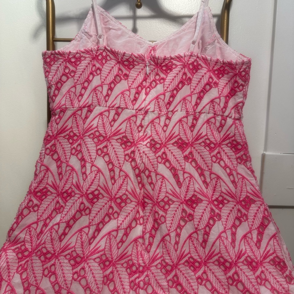 Crown & Ivy Pink and White Embroidered Mini Dress Womens Size 10 EUC - Picture 4 of 10